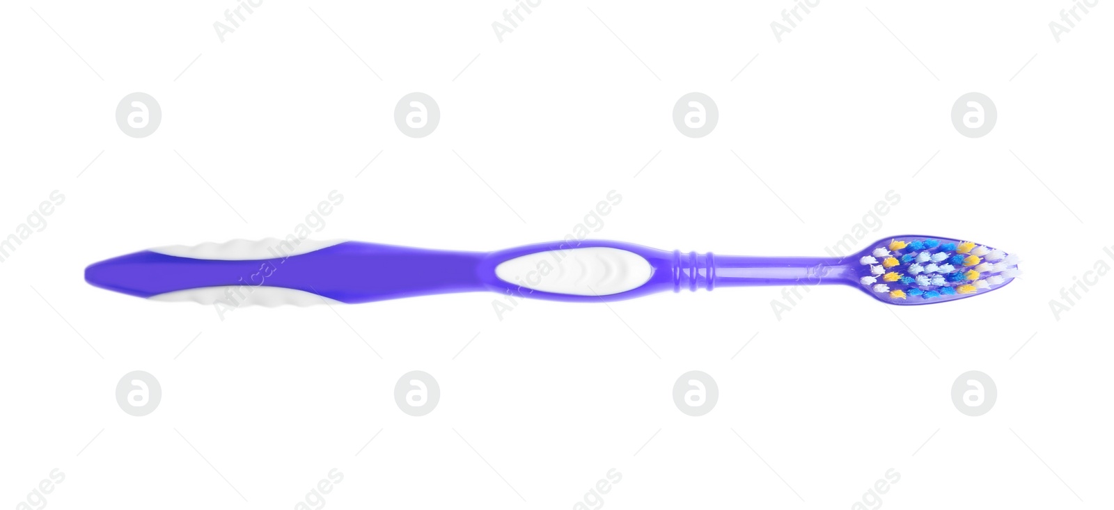 Photo of Color toothbrush on white background. Dental care