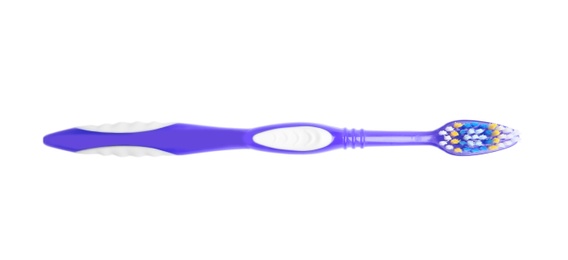 Photo of Color toothbrush on white background. Dental care