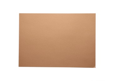 Empty kraft paper sheet isolated on white, top view
