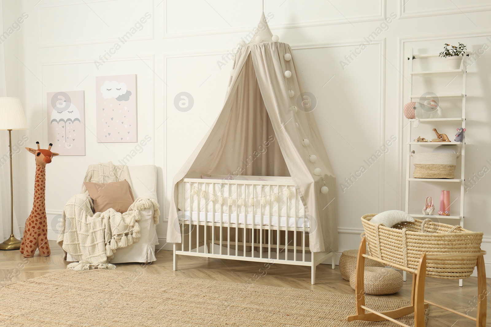 Photo of Baby room interior with toys and stylish furniture