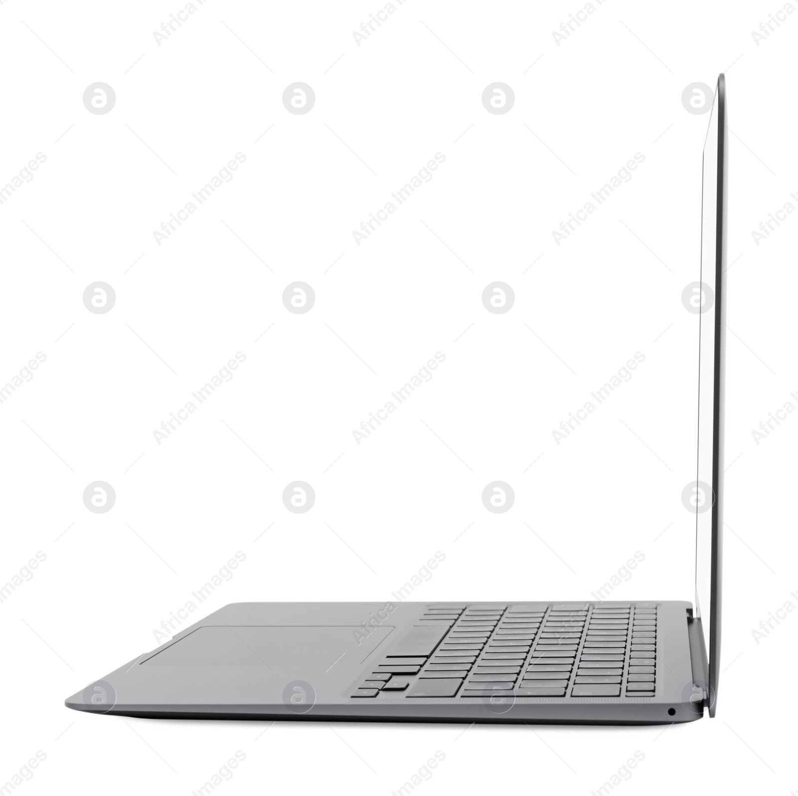 Photo of Open laptop isolated on white. Modern technology