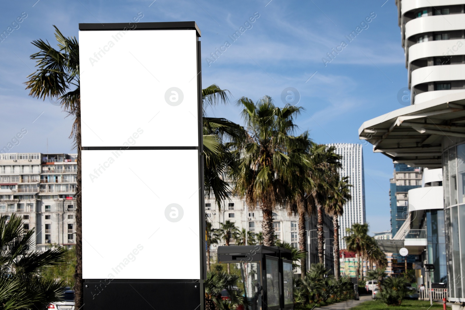 Image of Empty signboard in city. Mock-up for design