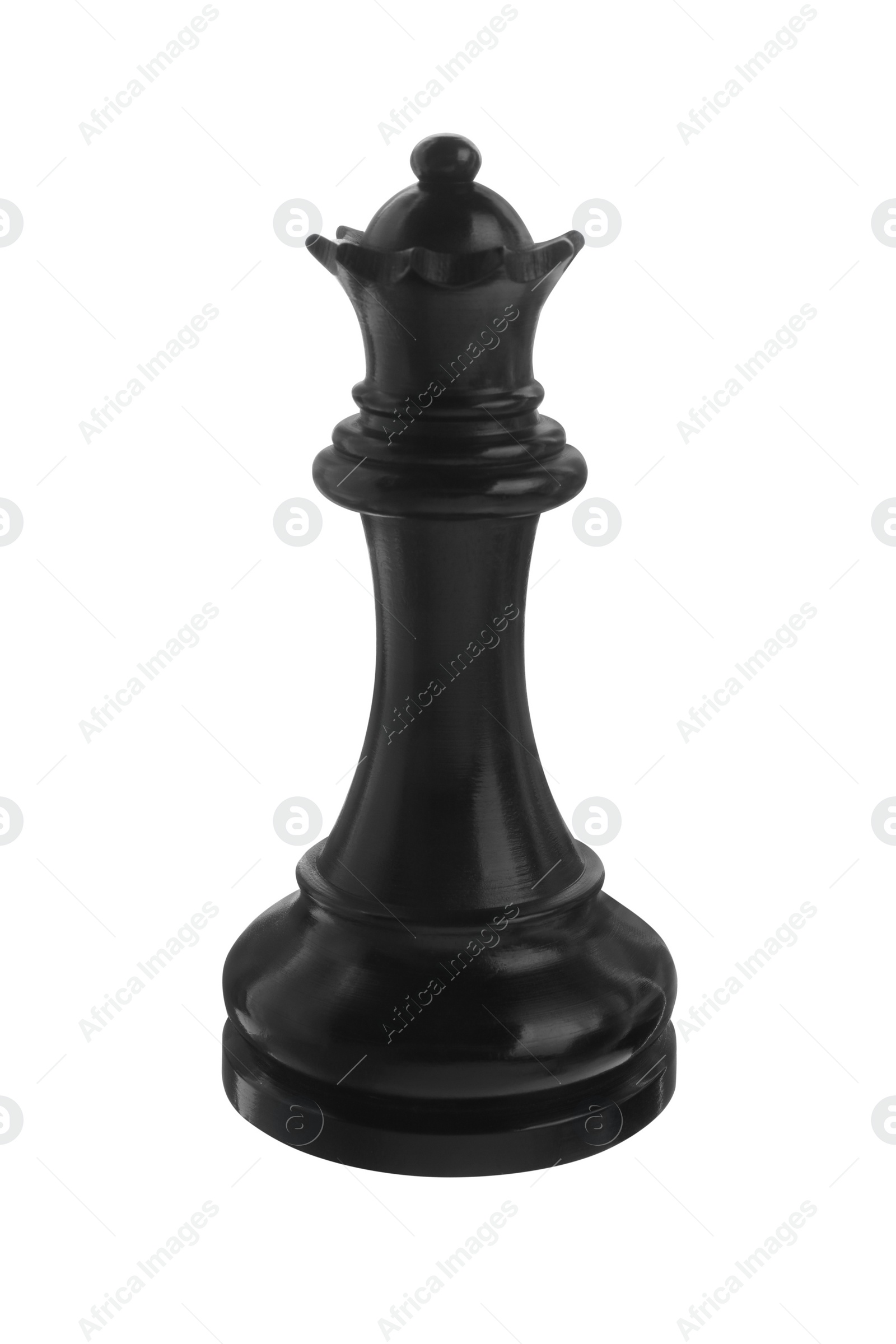 Photo of Black wooden chess queen isolated on white