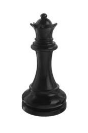 Photo of Black wooden chess queen isolated on white
