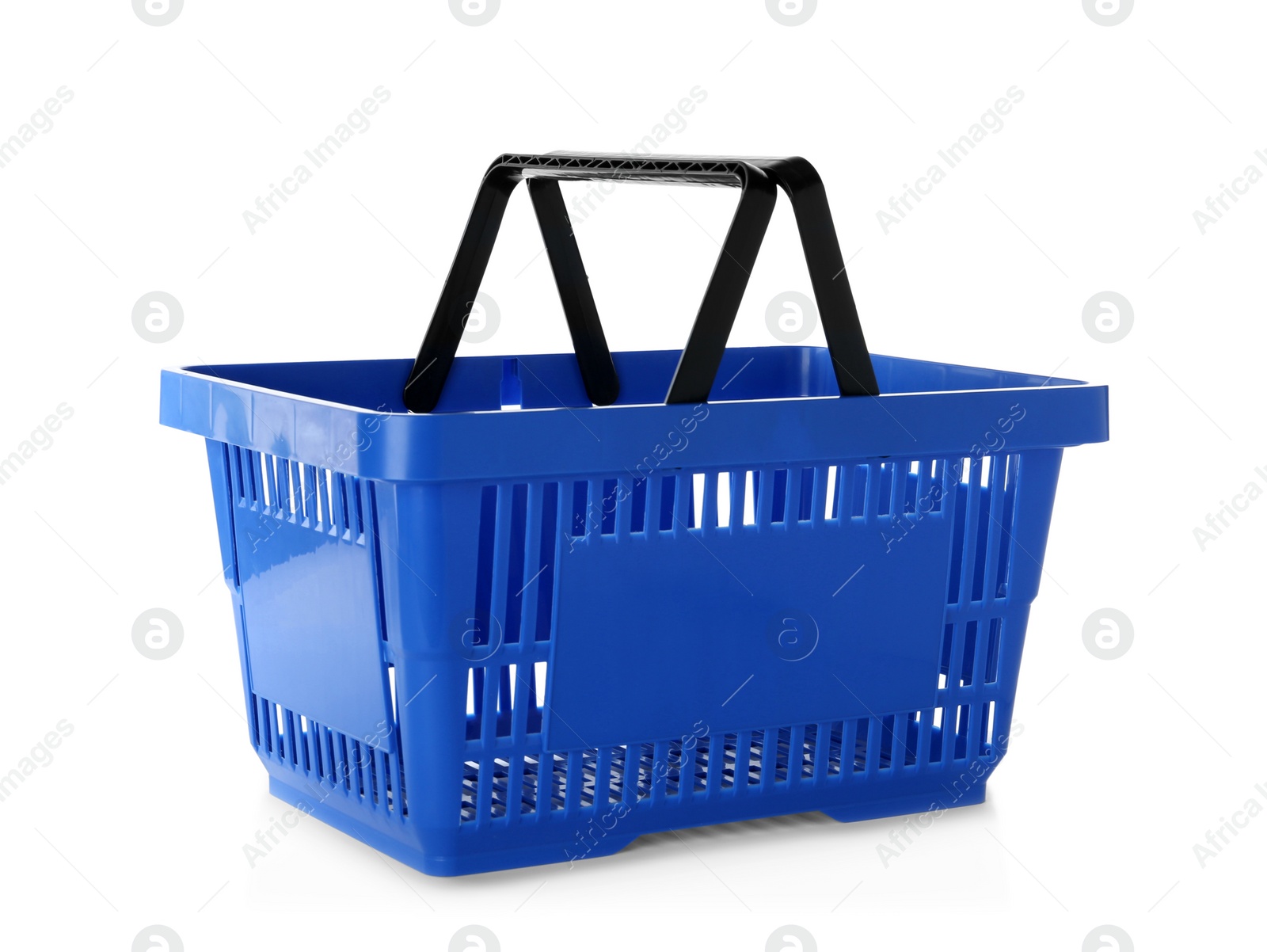 Photo of Color plastic shopping basket isolated on white