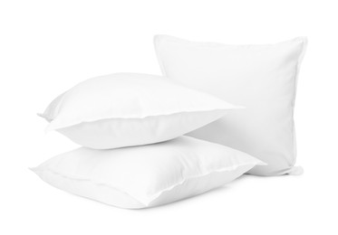 Three new soft pillows isolated on white