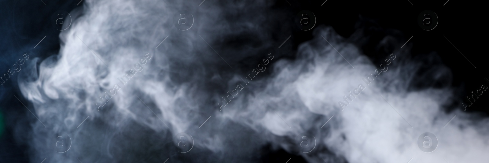 Image of White smoke on black background. Banner design