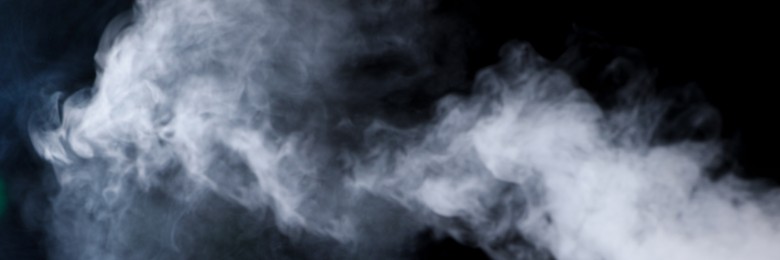 Image of White smoke on black background. Banner design