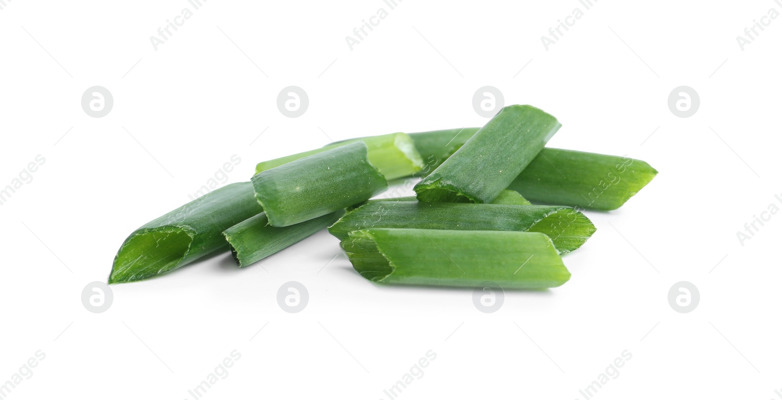 Photo of Cut green spring onion isolated on white