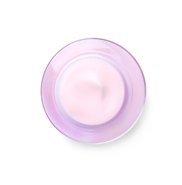 Jar of body cream on white background