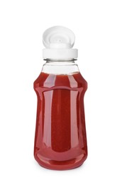 Bottle of tasty ketchup isolated on white