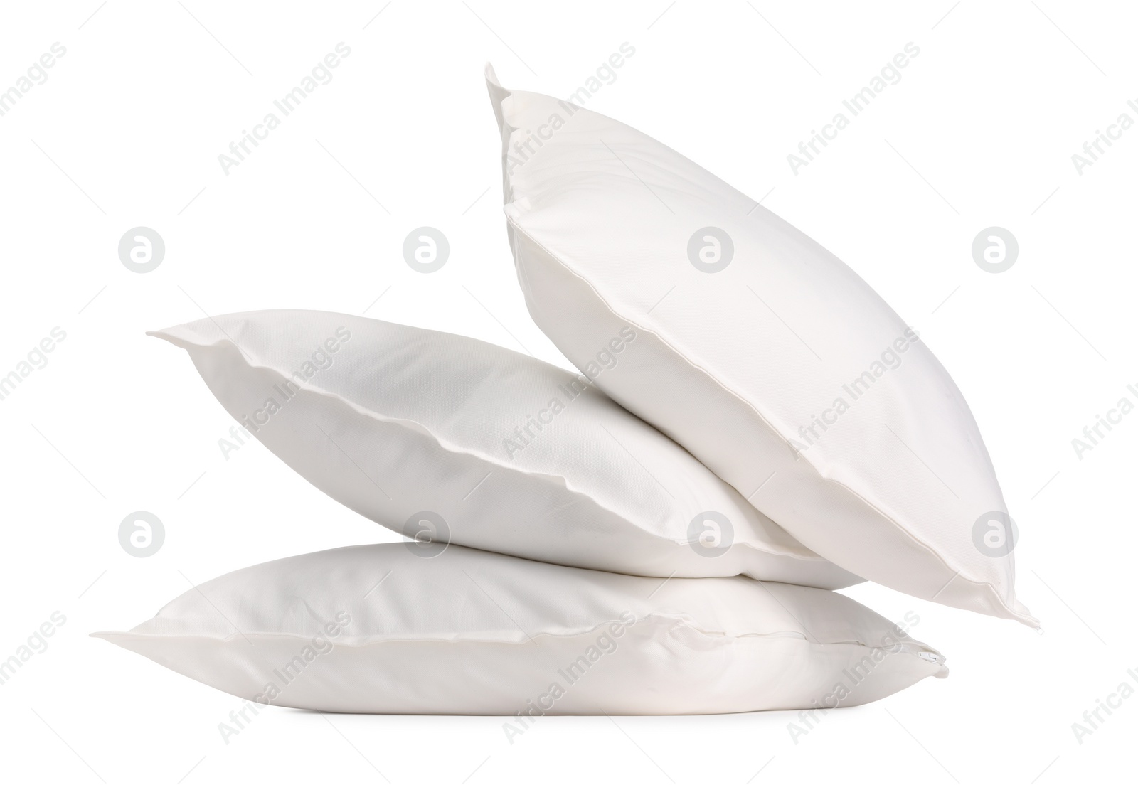 Photo of Many new soft pillows isolated on white