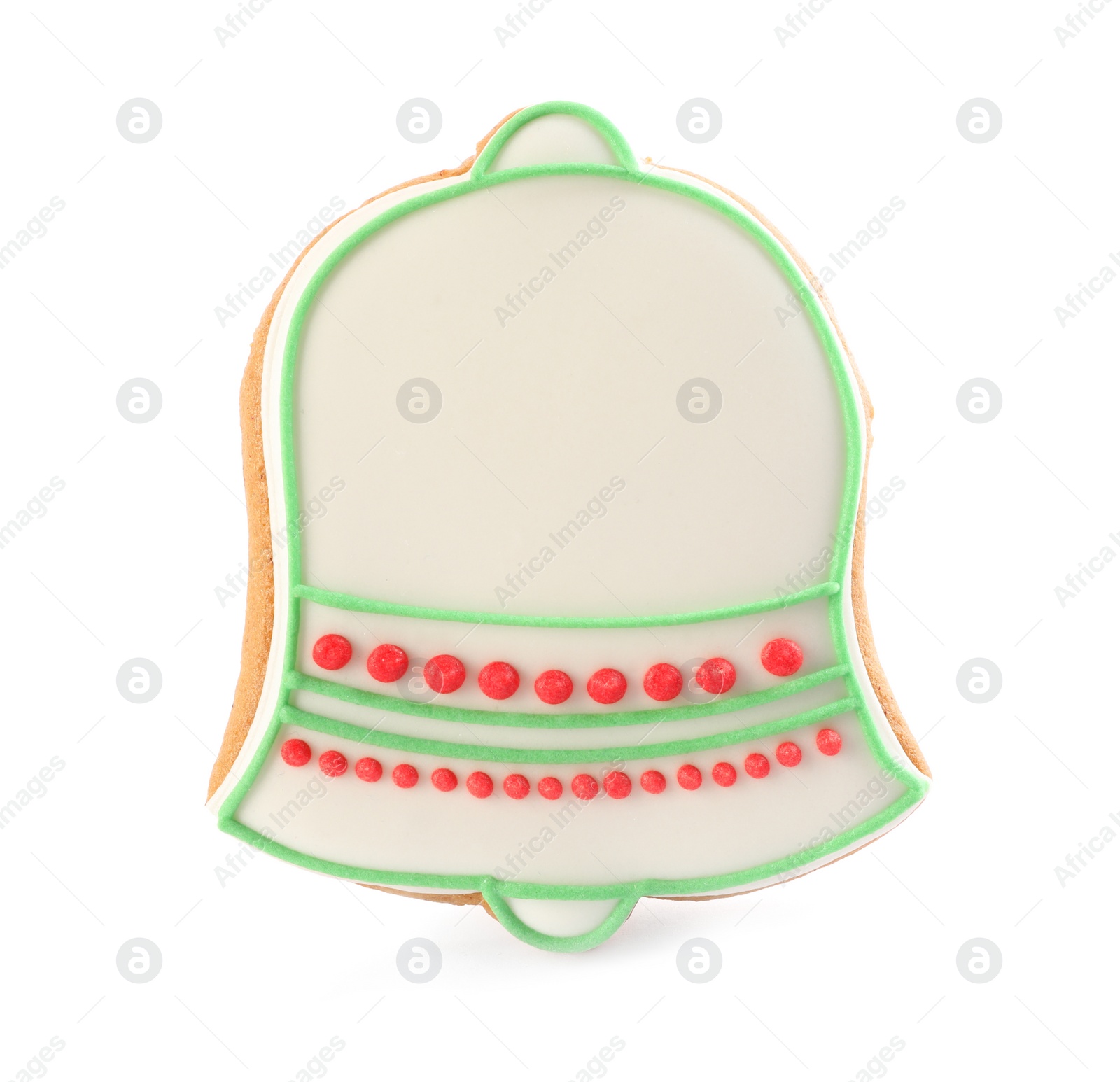 Photo of Bell shaped Christmas cookie isolated on white