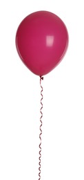 Pink balloon with ribbon isolated on white