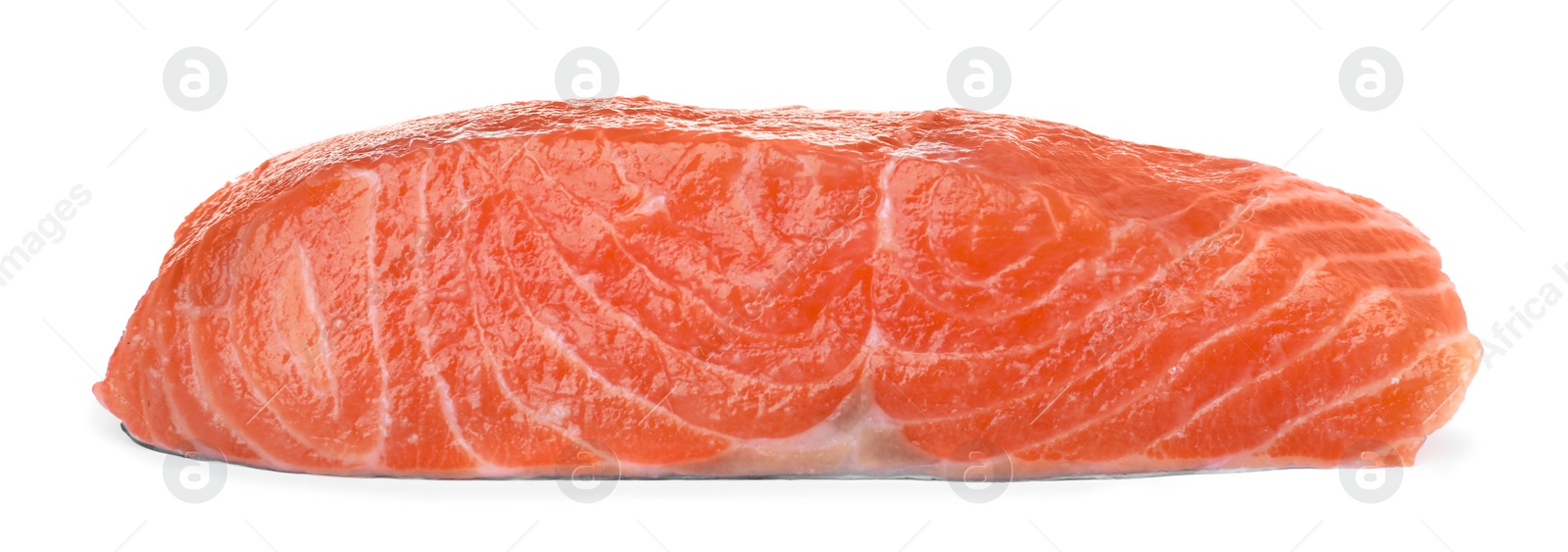 Photo of Piece of fresh raw salmon isolated on white