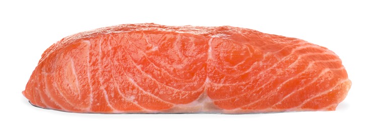 Piece of fresh raw salmon isolated on white