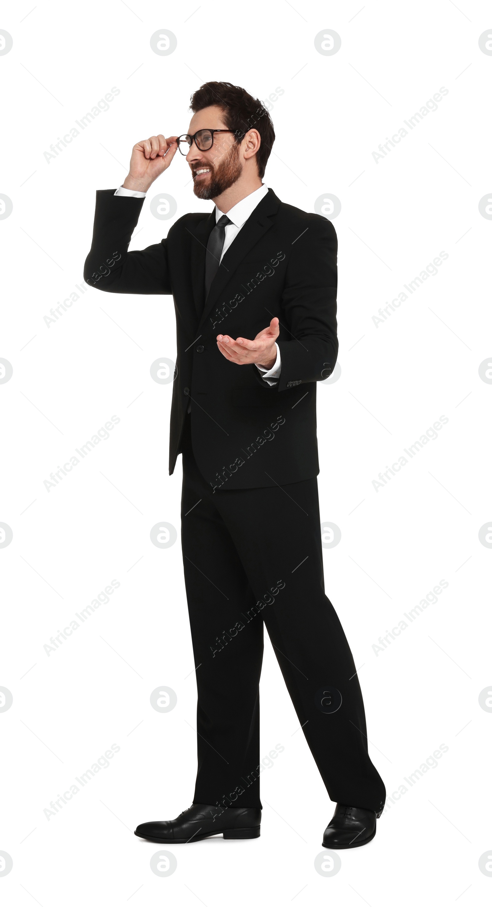 Photo of Handsome man with glasses on white background