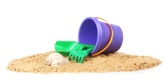 Photo of Composition with beach objects on white background