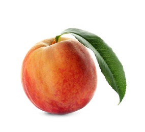 Fresh sweet peach on white background