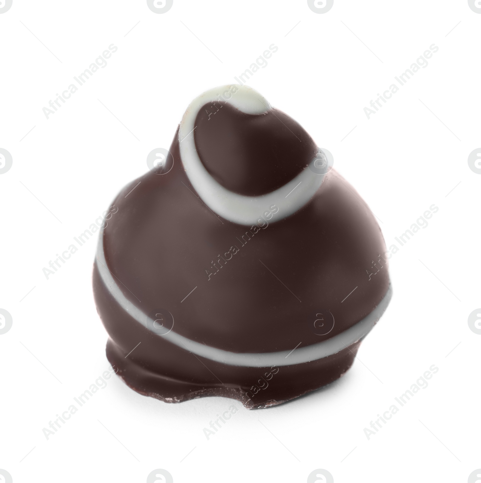 Photo of Delicious dark chocolate candy isolated on white