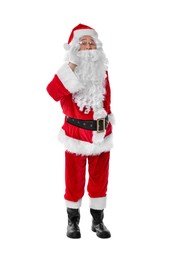 Photo of Man in Santa Claus costume posing on white background