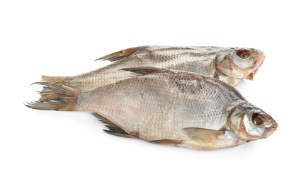 Tasty dried fish isolated on white. Seafood