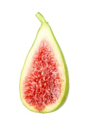 Half of fresh green fig isolated on white