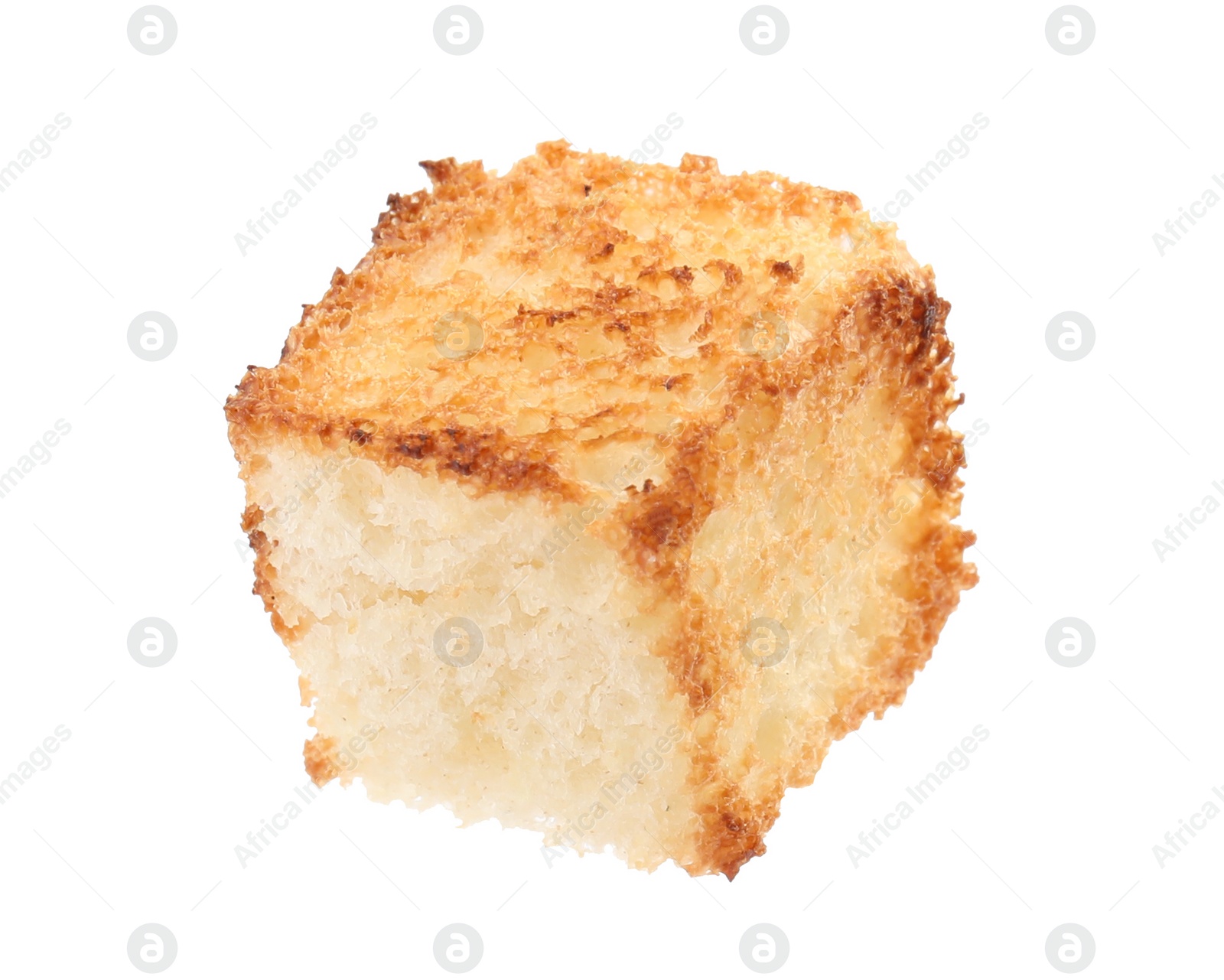 Photo of Tasty crispy fried crouton on white background