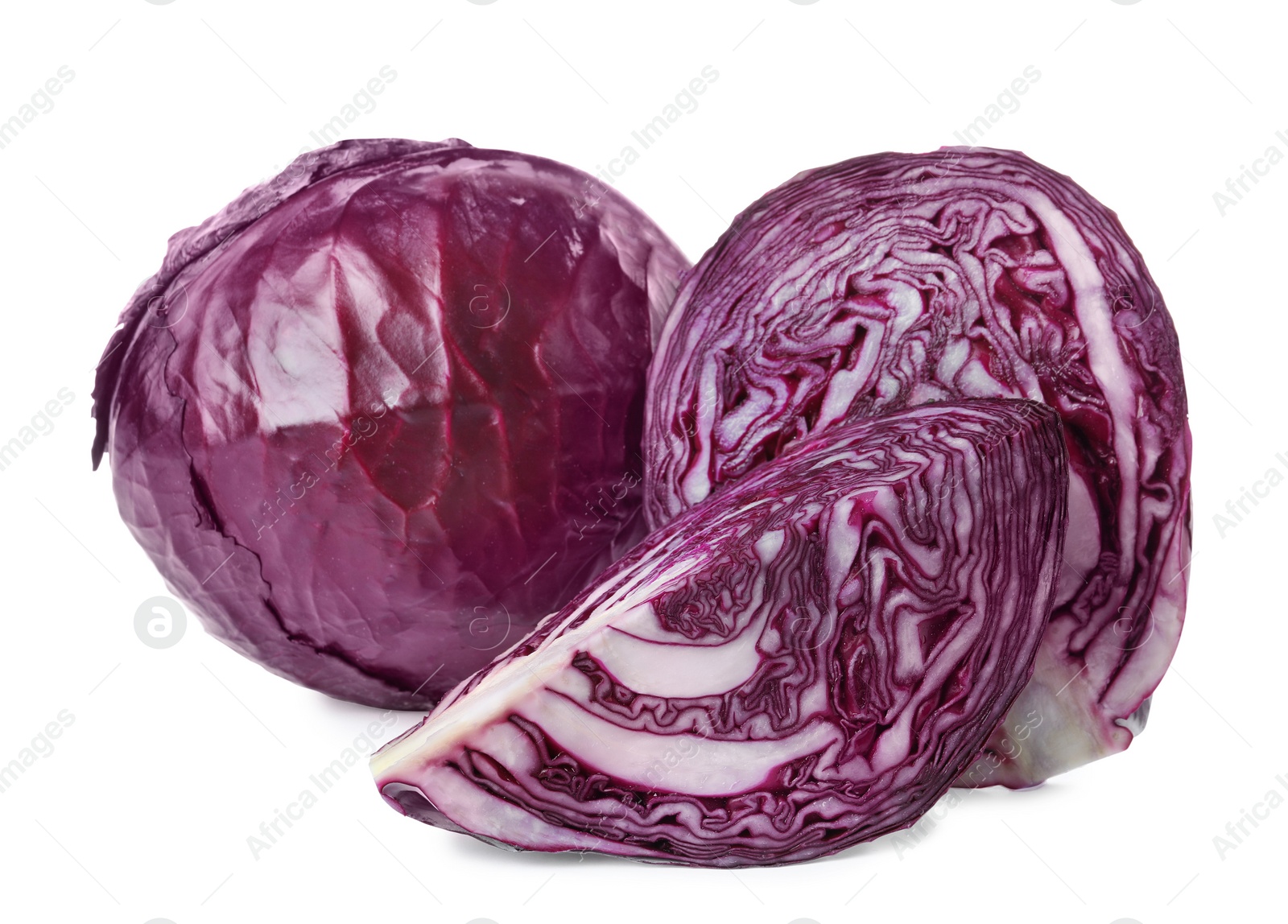 Photo of Fresh ripe red cabbages isolated on white