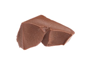 Photo of Piece of tasty milk chocolate isolated on white