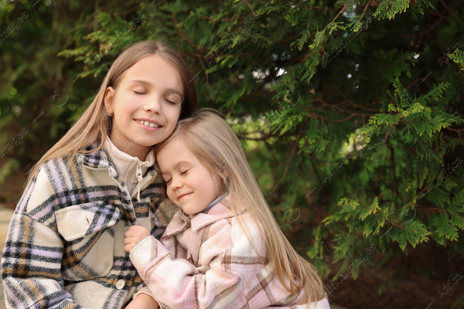 Photo of Cute little sisters spending time together outdoors