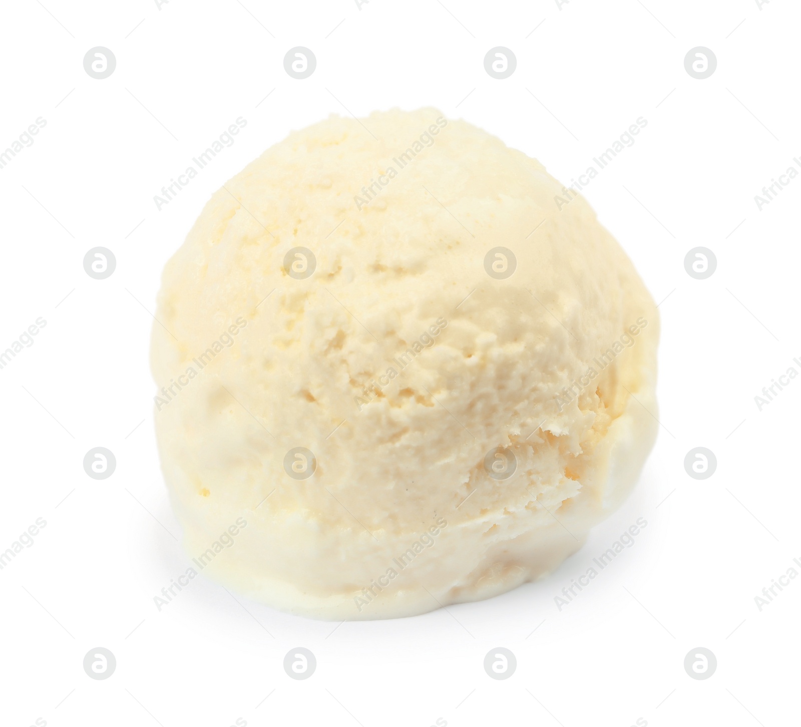 Photo of Delicious vanilla ice cream on white background
