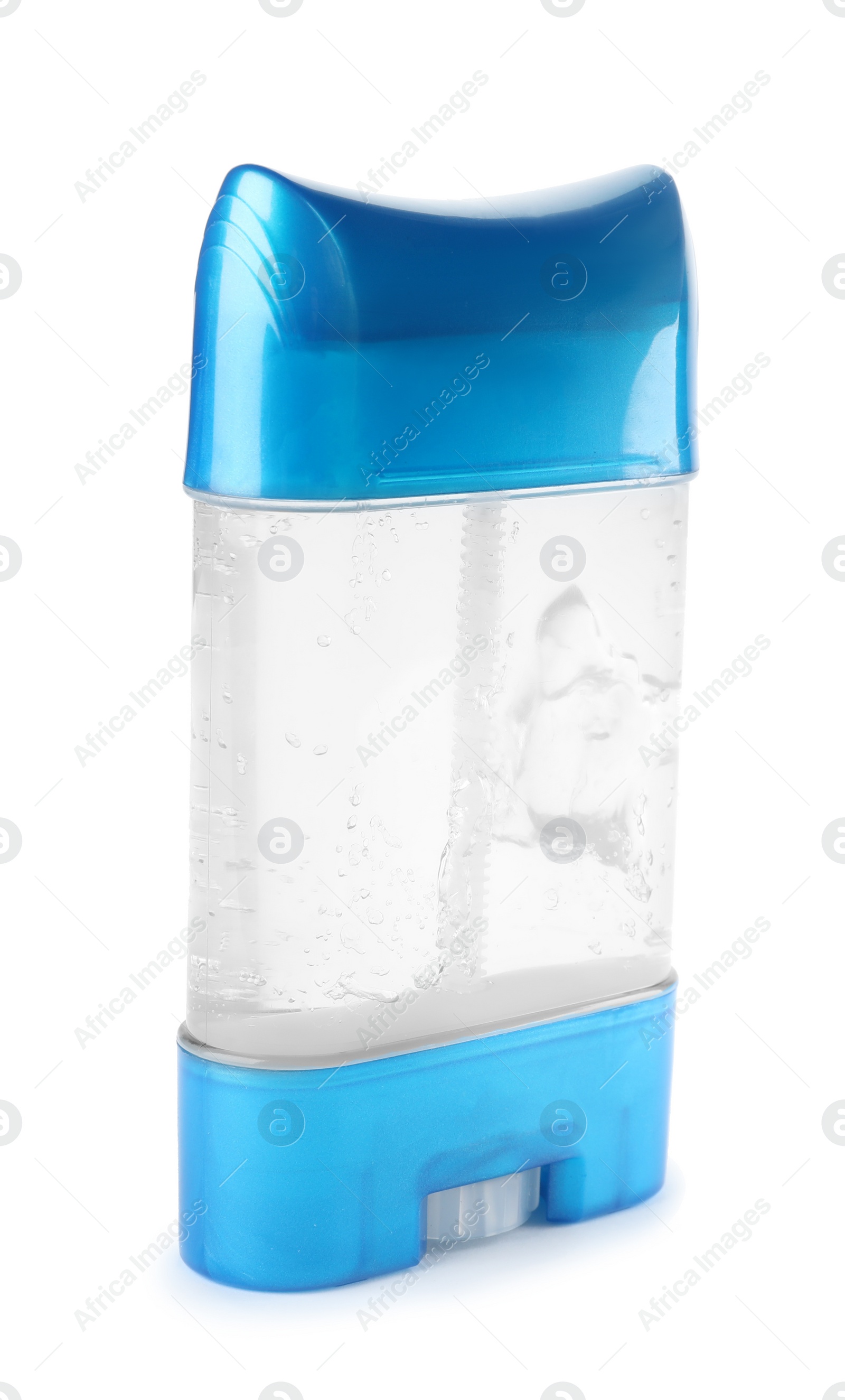 Photo of Blank plastic deodorant container on white background