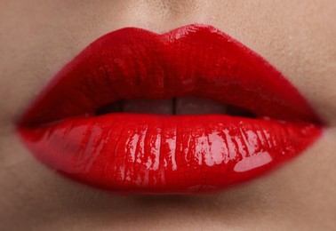 Photo of Closeup view of woman with beautiful full lips