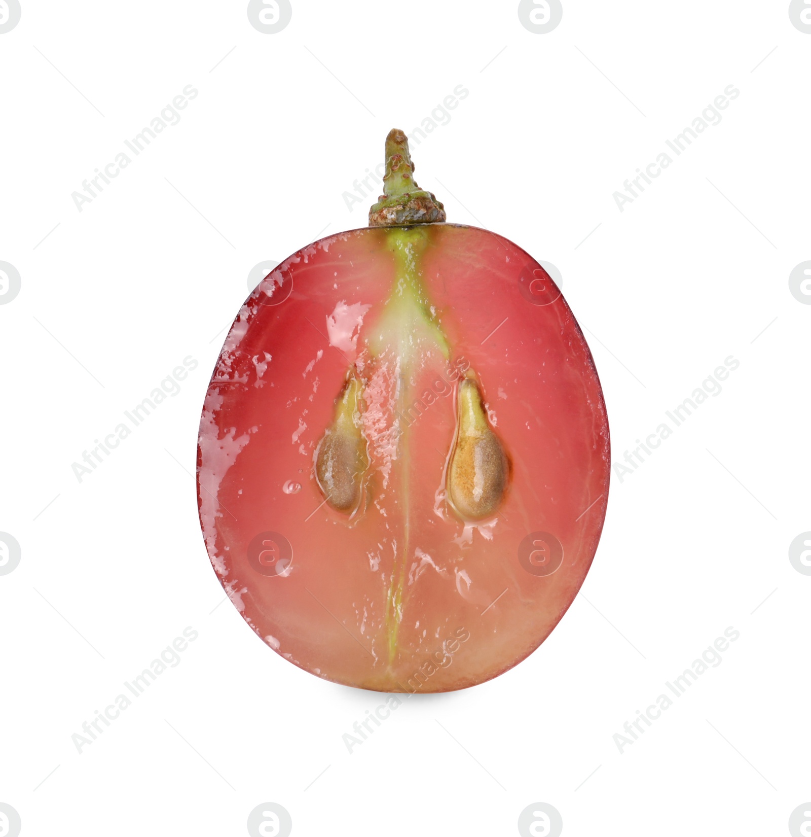 Photo of Half of ripe red grape isolated on white