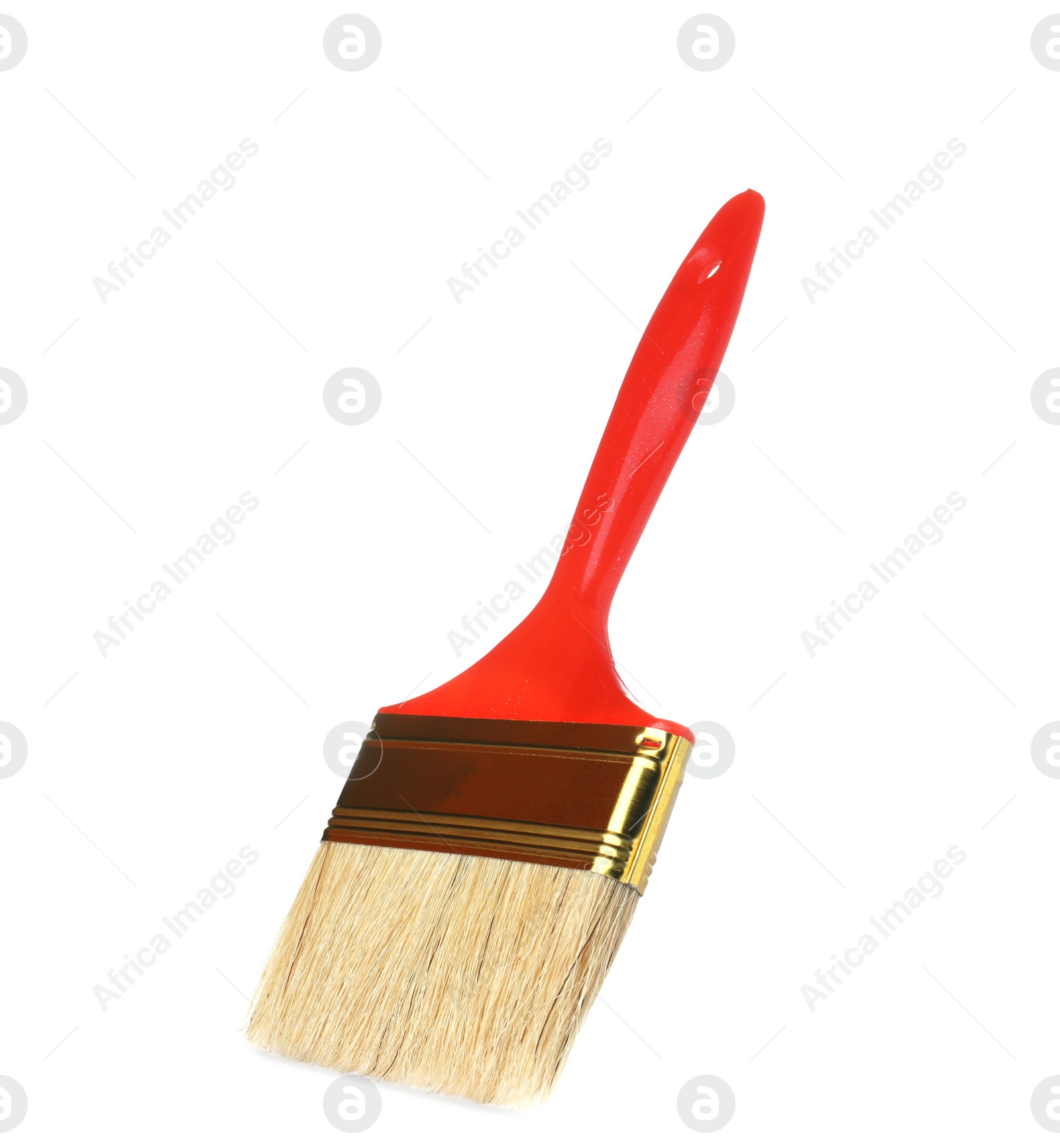 Photo of New paint brush on white background. Decorating tool