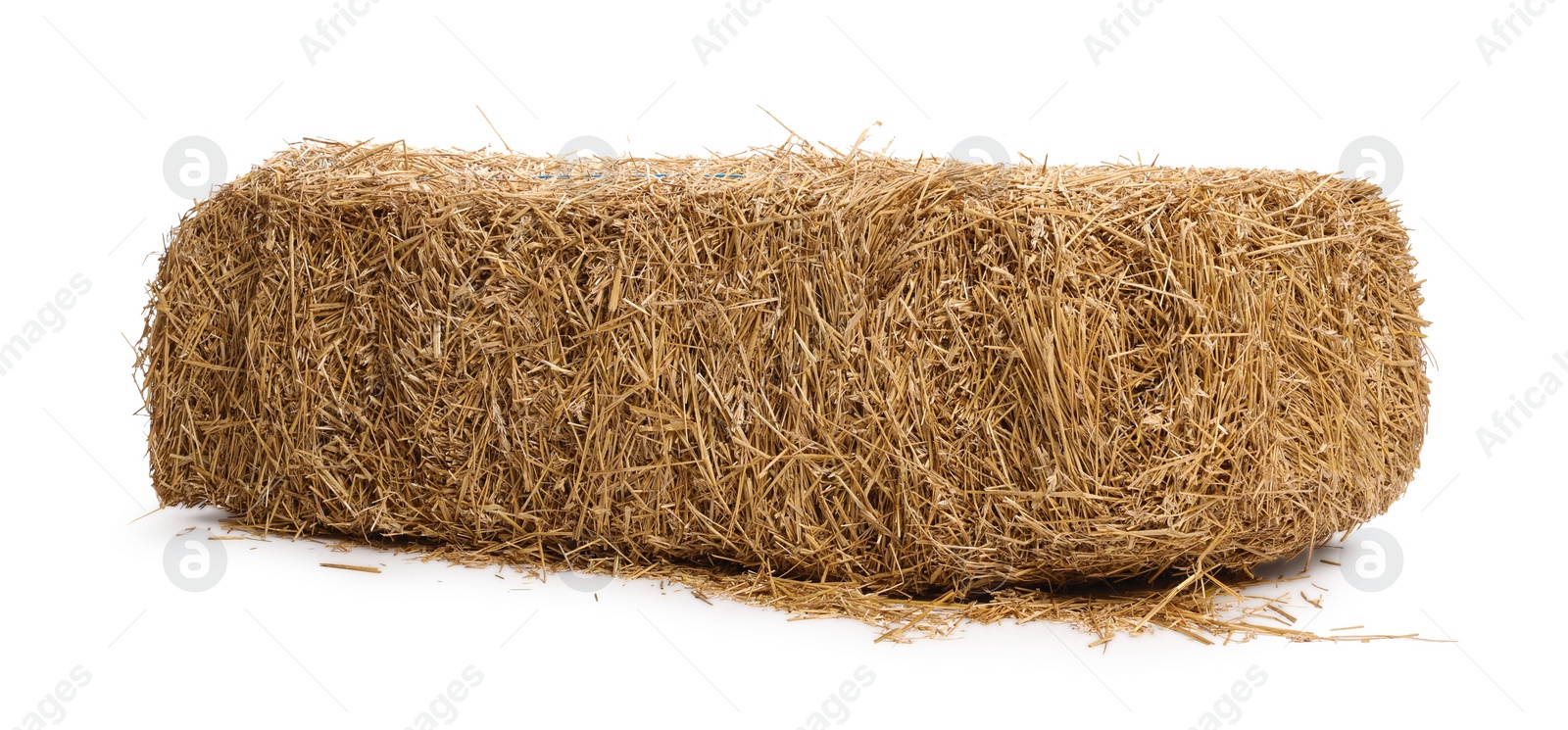 Photo of Bale of dried straw isolated on white