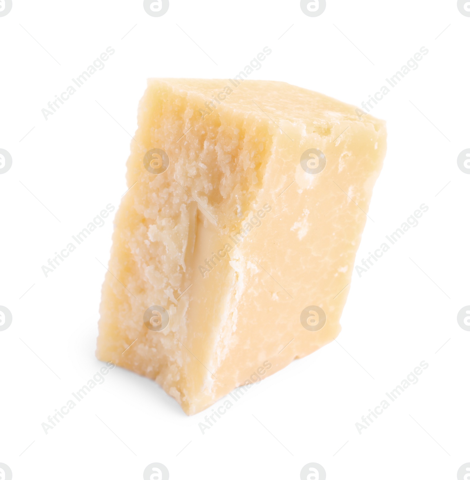 Photo of Piece of delicious parmesan cheese isolated on white