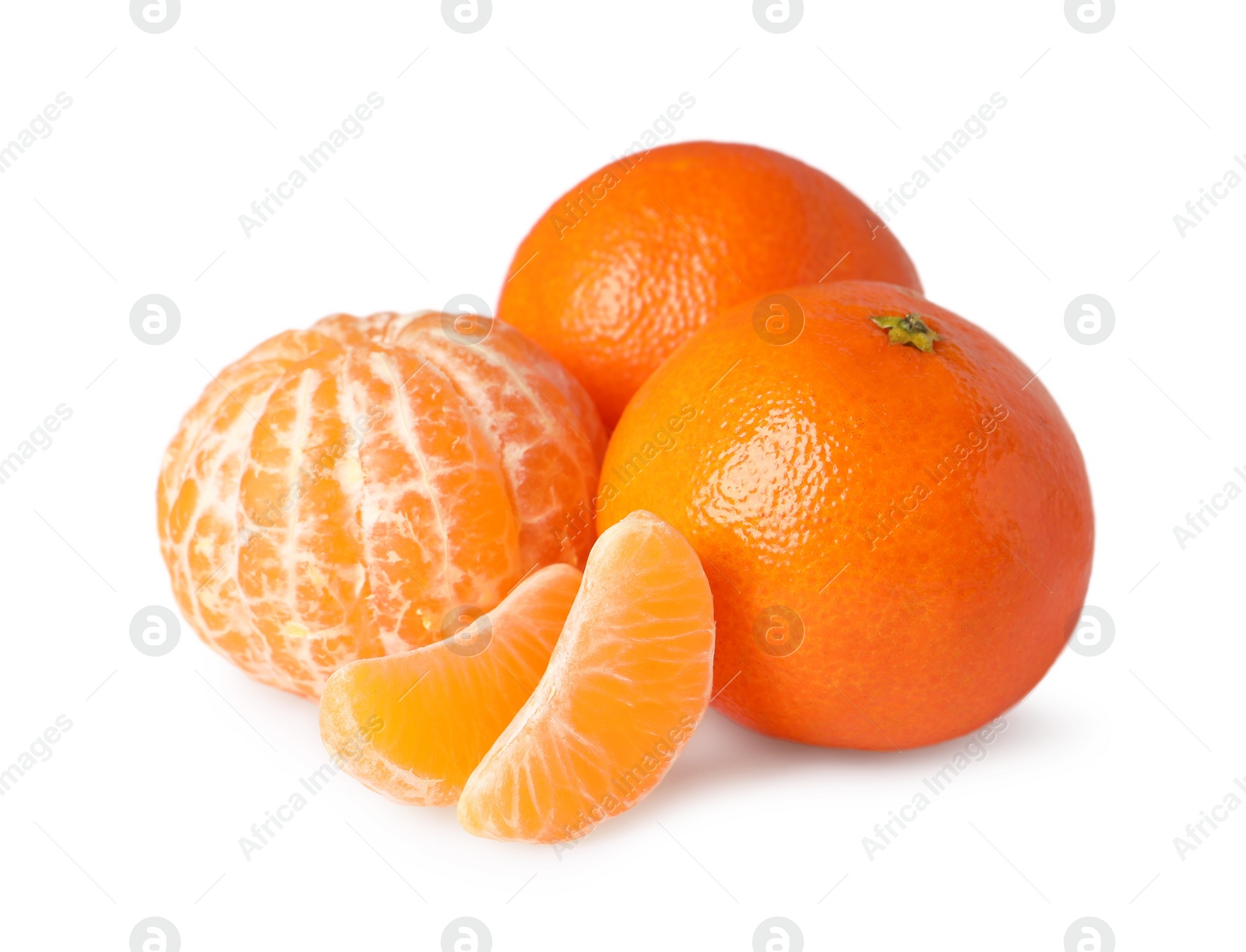 Photo of Fresh ripe juicy tangerines isolated on white