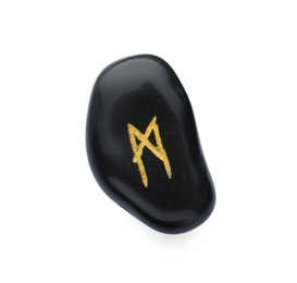 Black stone rune Mannaz isolated on white