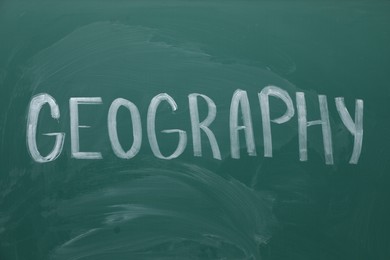 Word Geography written with chalk on green board