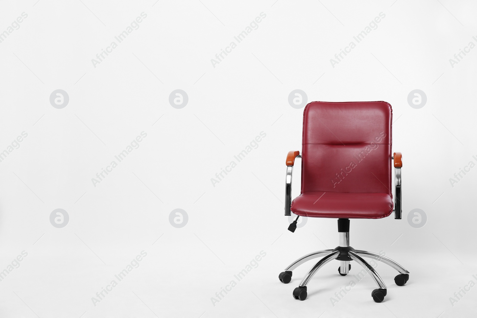 Photo of Comfortable office chair on white background, space for text