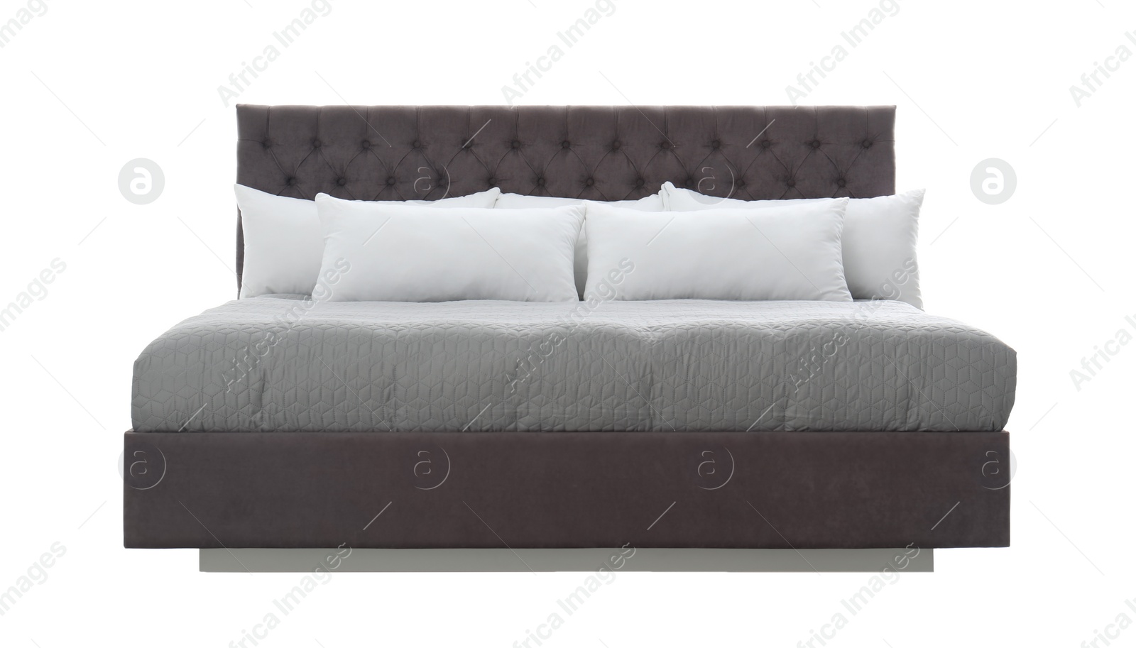 Photo of Comfortable bed on white background. Idea for interior design