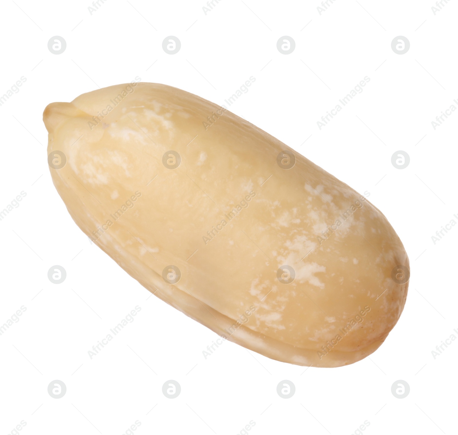 Photo of One fresh peeled peanut isolated on white