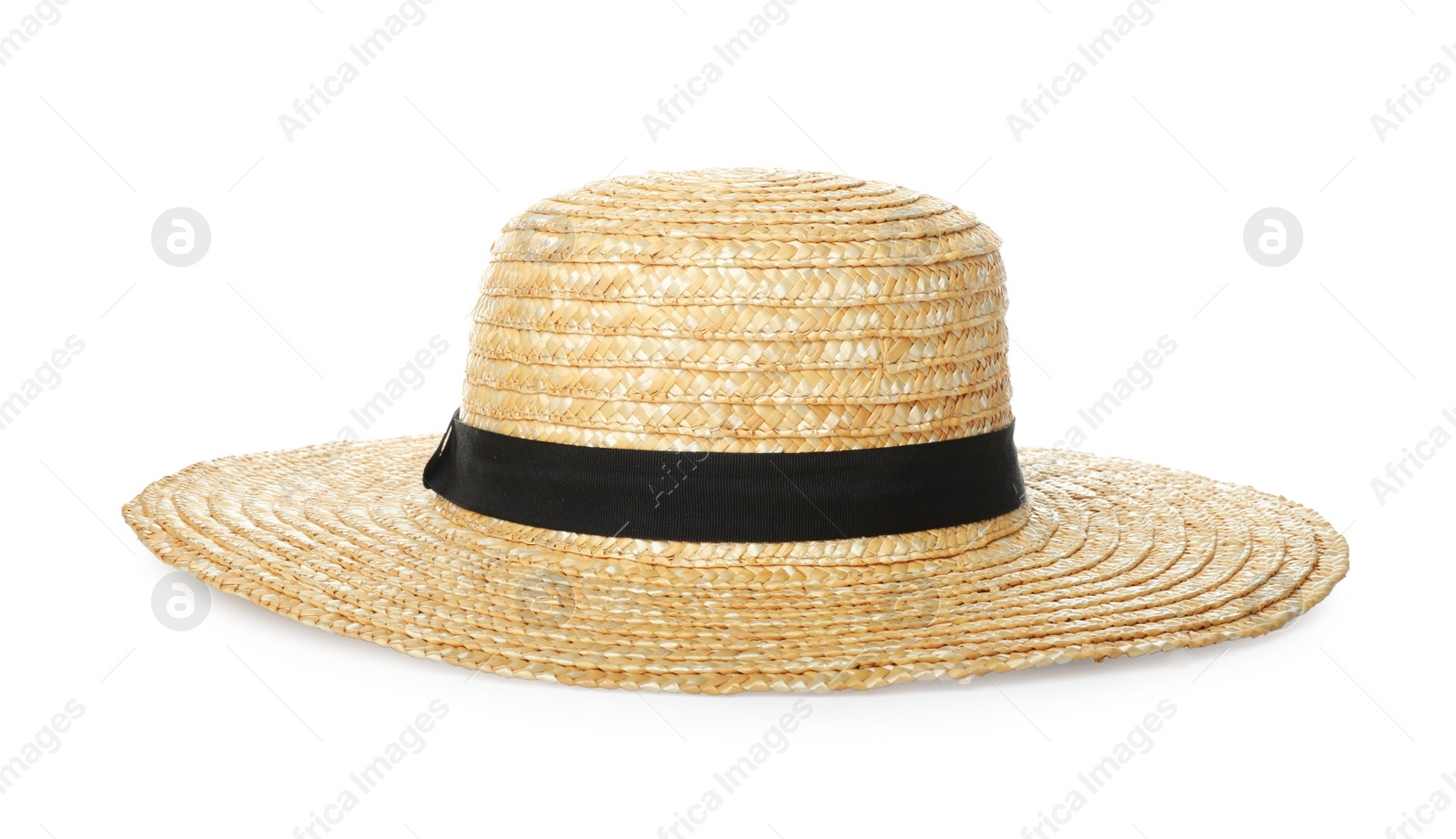 Photo of Straw hat isolated on white. Stylish headdress