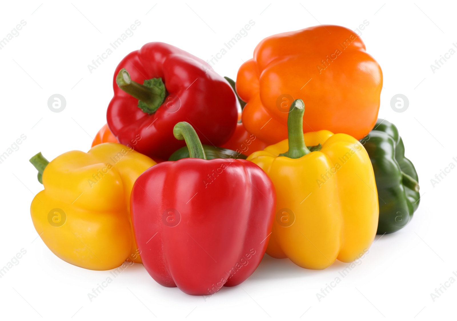 Photo of Fresh ripe bell peppers isolated on white