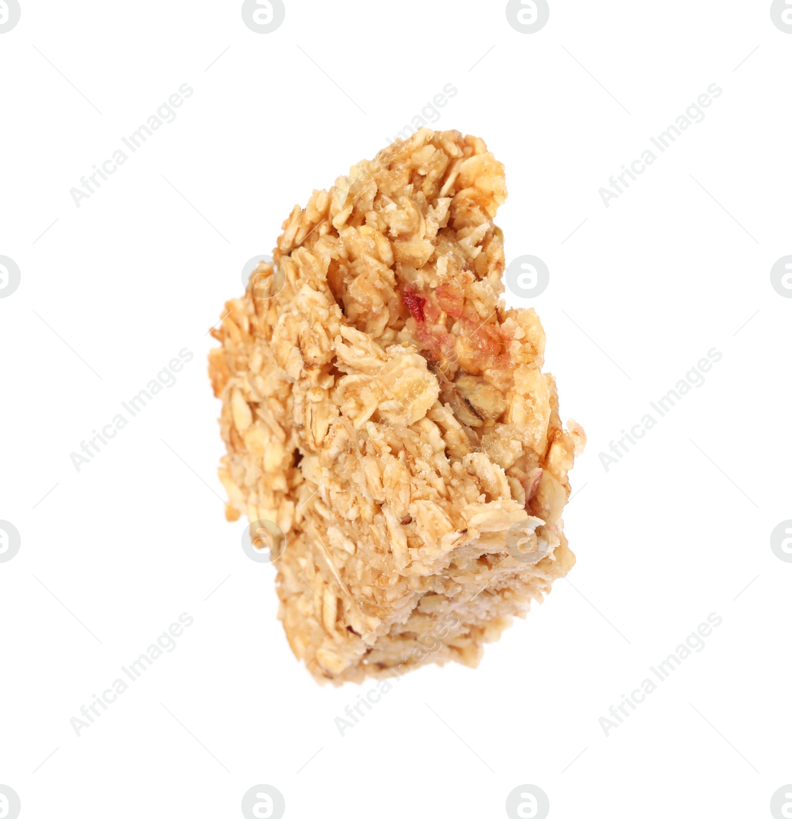 Photo of One piece of tasty granola bar isolated on white