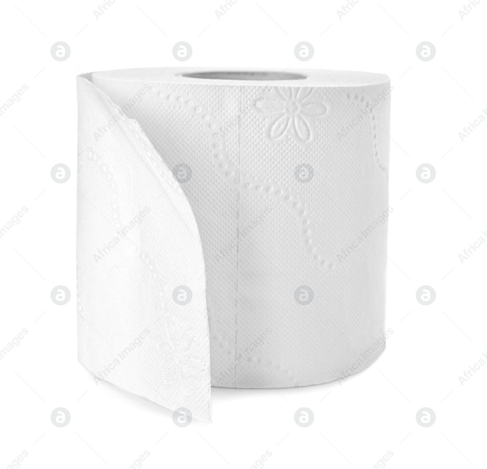 Photo of Roll of toilet paper on white background. Personal hygiene