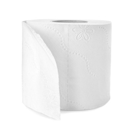 Roll of toilet paper on white background. Personal hygiene