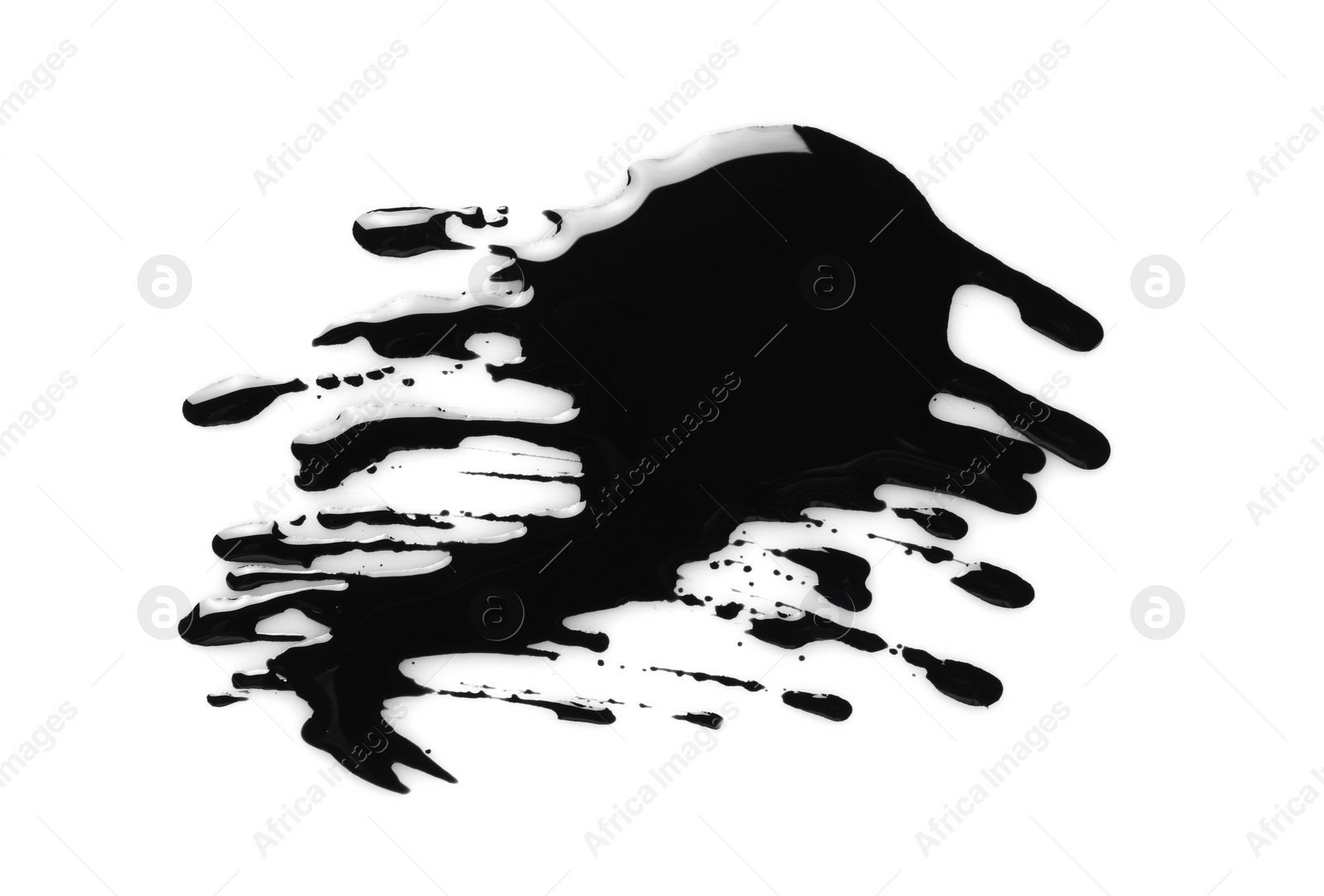 Photo of Blobs of black oil isolated on white, top view